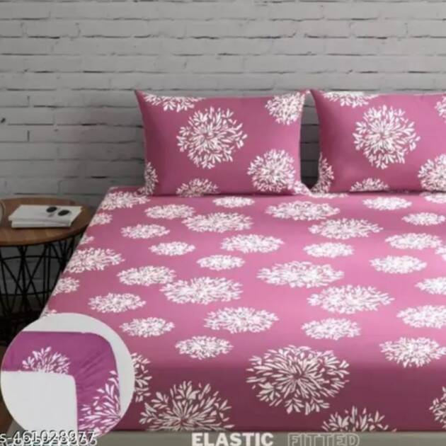 Super Soft Glace Cotton All Round Estic Fitted Double  bedsheet elastic fitted