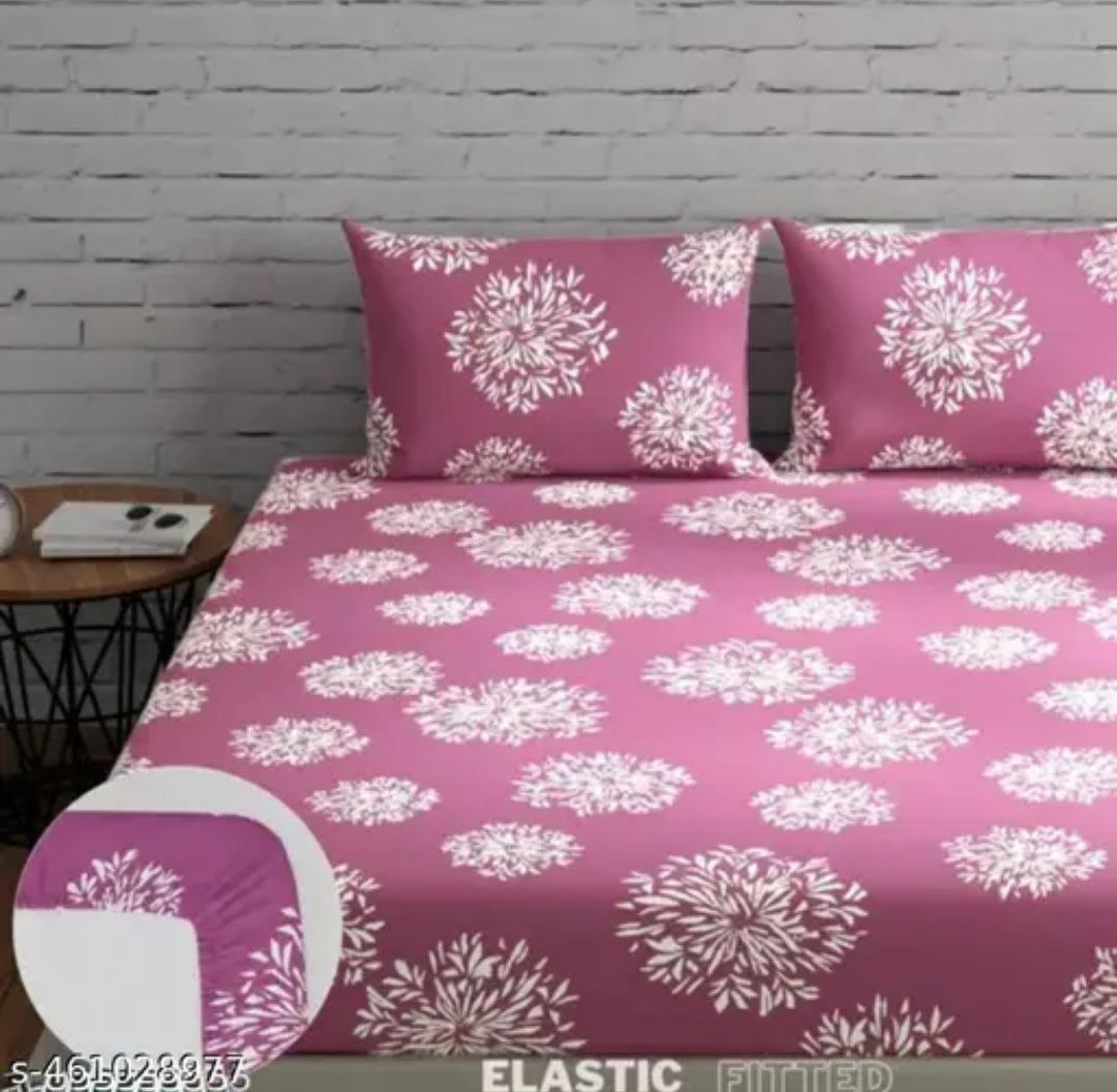 Super Soft Glace Cotton All Round Estic Fitted Double bedsheet elastic fitted