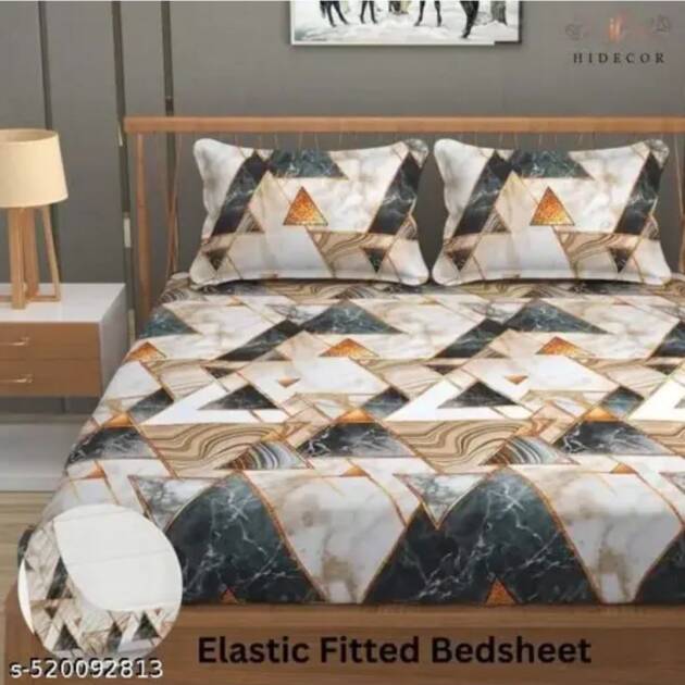 SS PREMIUM PURE COTTON 300TC Elastic Fitted Bedsheet With ONE Pillow Cover